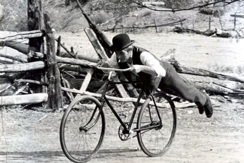 Paul Newman on Bicycle